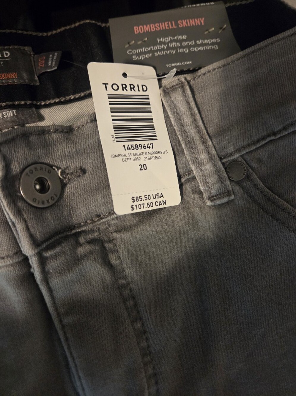 torrid  Bombshell Skinny Jeans in Gray